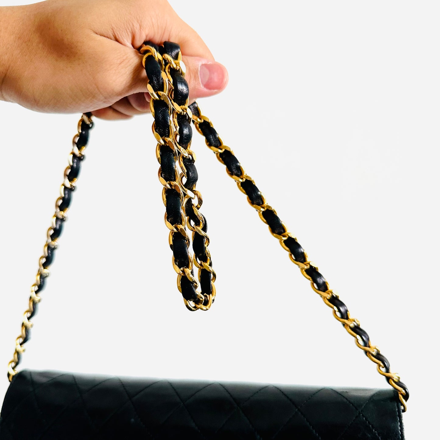 Chanel Black GHW CC Logo Small Full Flap Quilted Lambskin Vintage Shoulder Sling Bag 0s