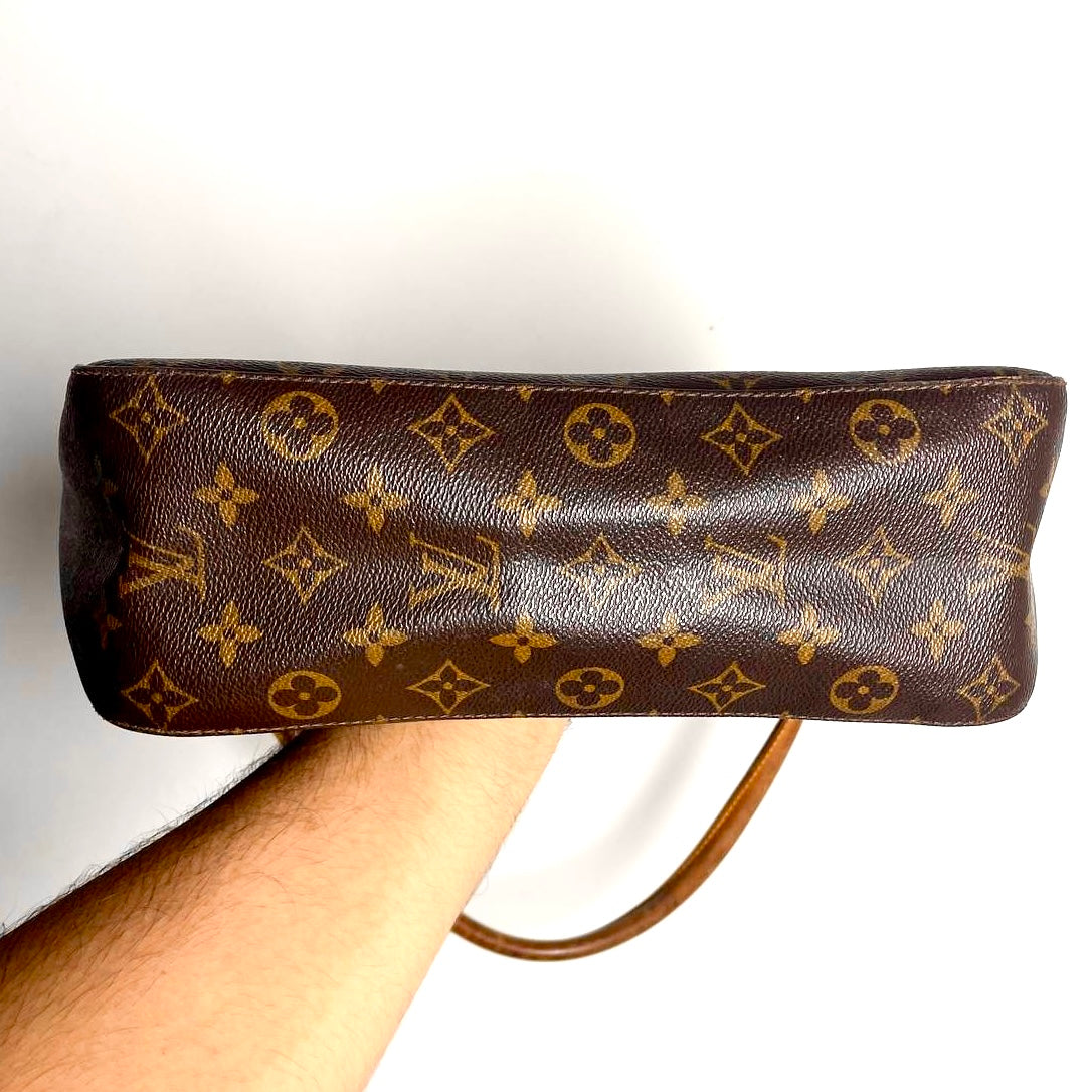 Louis Vuitton LV Looping Monogram Logo GHW Top Handle Hobo Baguette Shoulder Bag