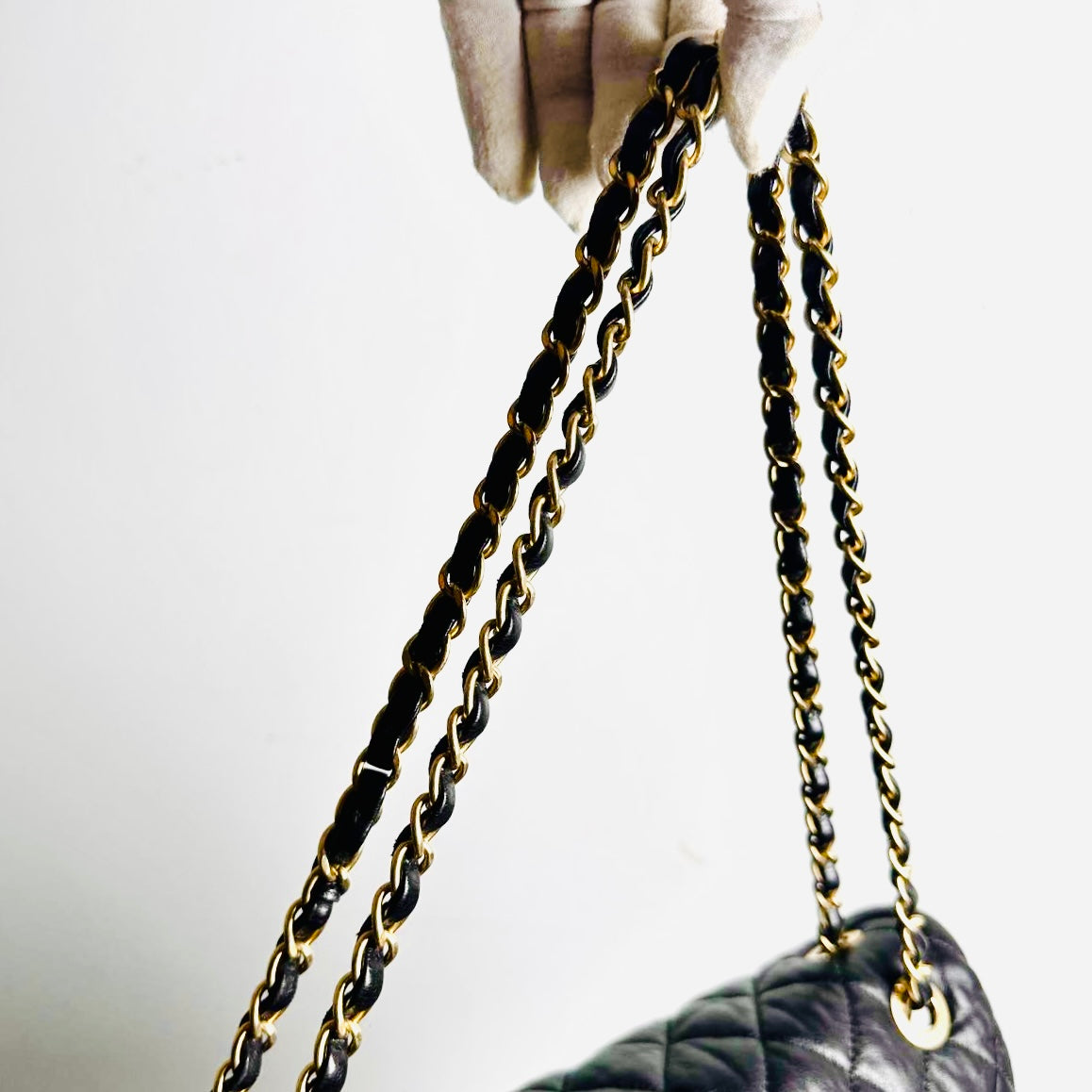 Chanel Black GHW Soft Elegance Jumbo Classic Quilted Lambskin Single Flap Turnlock CC Monogram Logo Chain Shoulder Sling Bag 20s