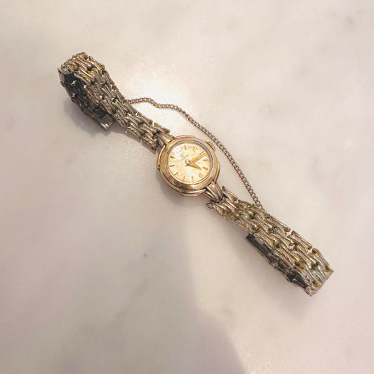 Omega Gold Dial Stainless Steel Mechanical 17MM Vintage Watch