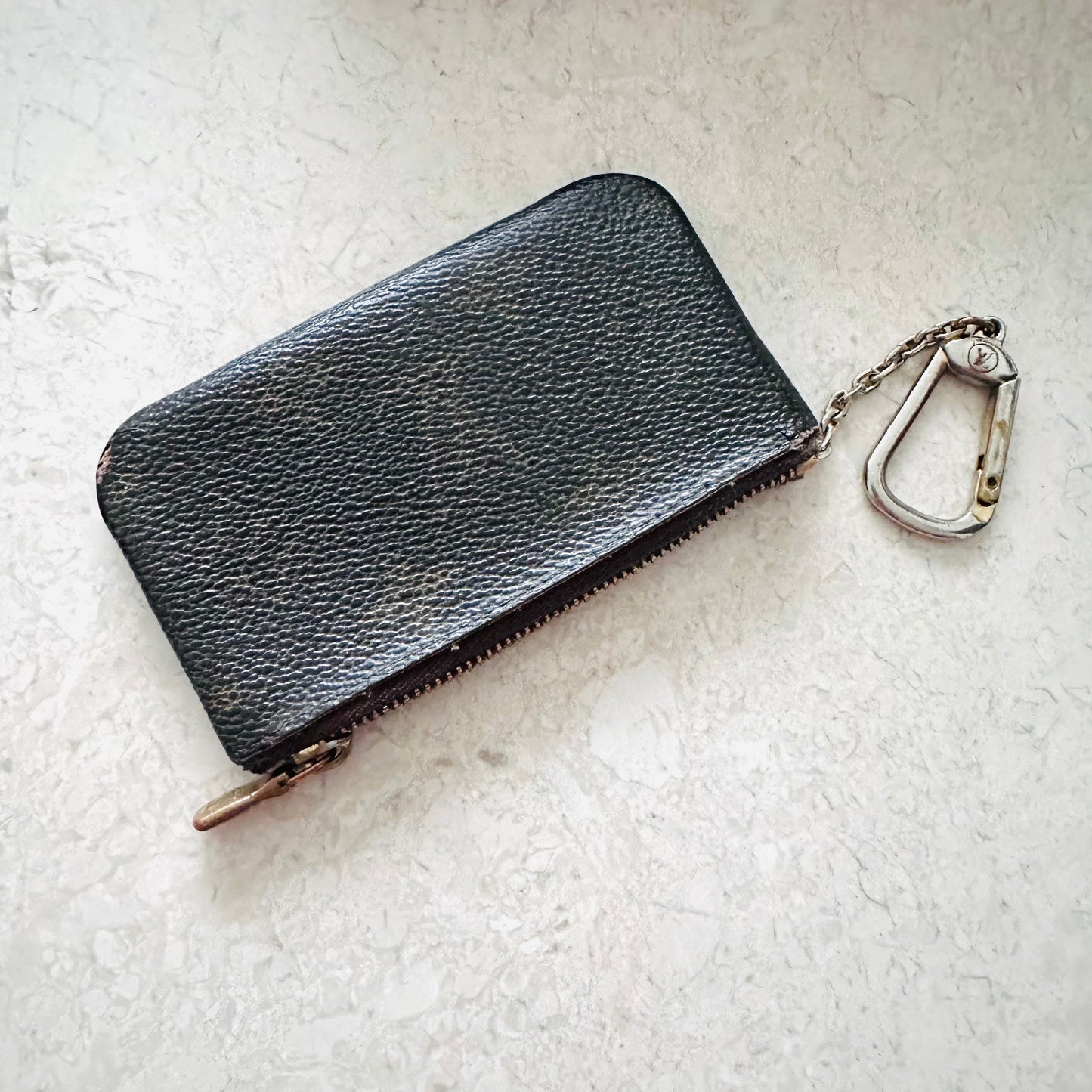 Louis Vuitton LV Key Cles Monogram Logo GHW Zip Pouch Clutch Case