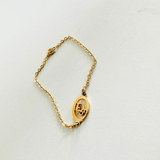 Christian Dior CD Signature Gold Monogram Logo Charm Bracelet