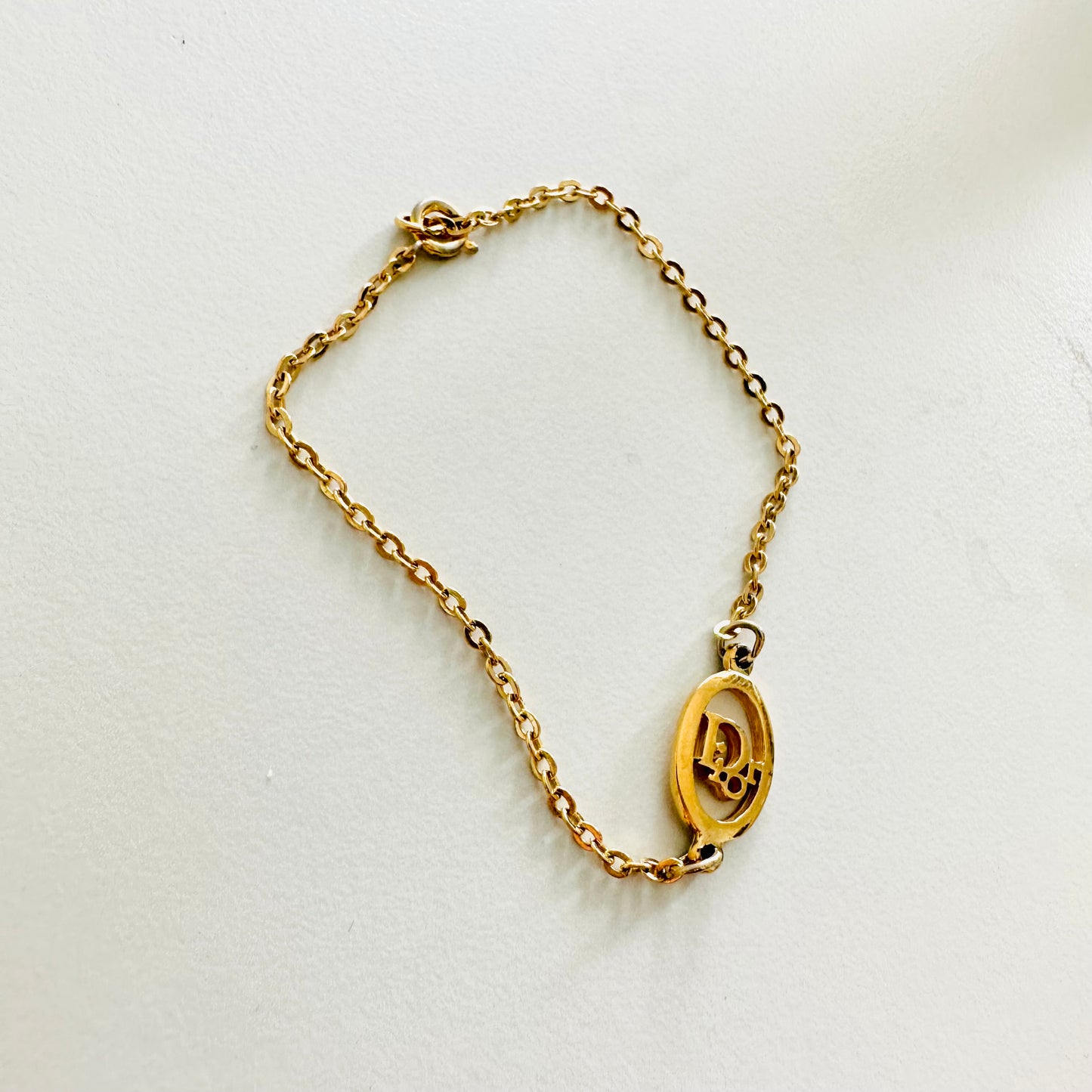 Christian Dior CD Signature Gold Monogram Logo Charm Bracelet