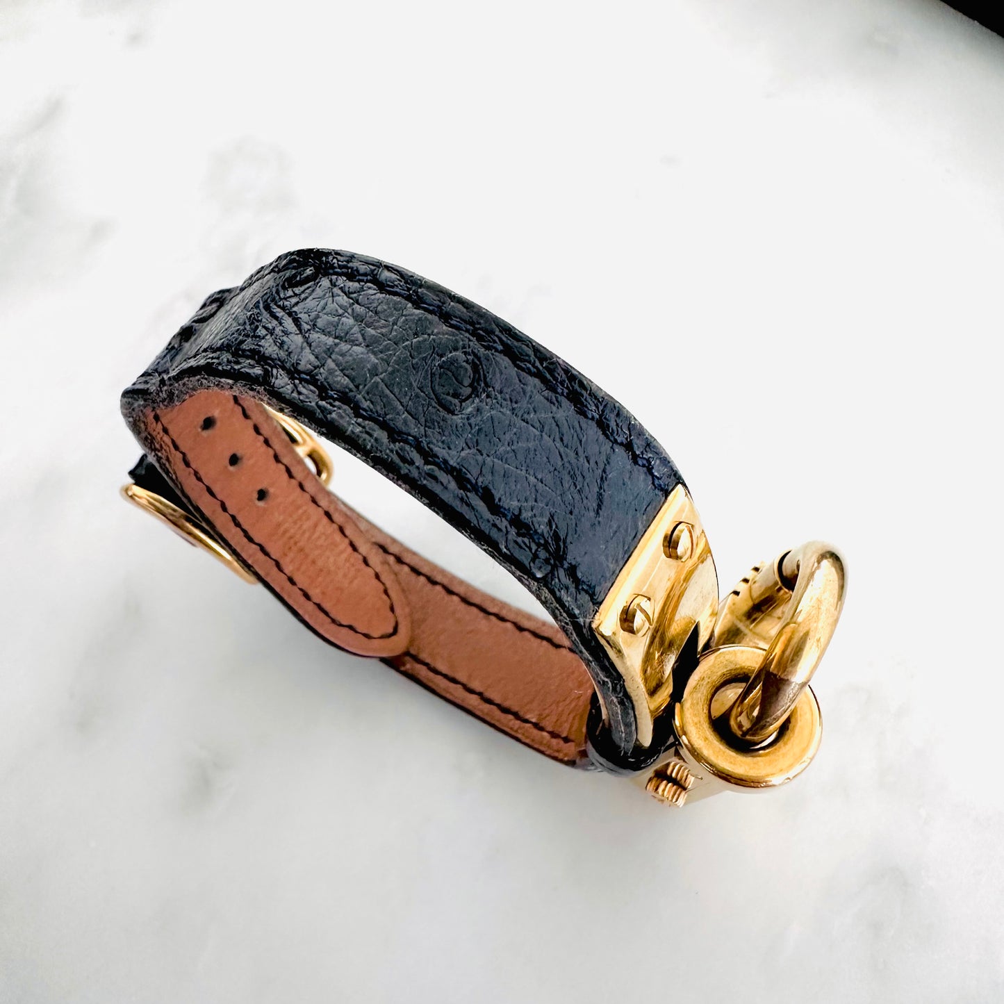 Hermes Black Gold Hardware Kelly Lock 20mm Stainless Steel Quartz Watch