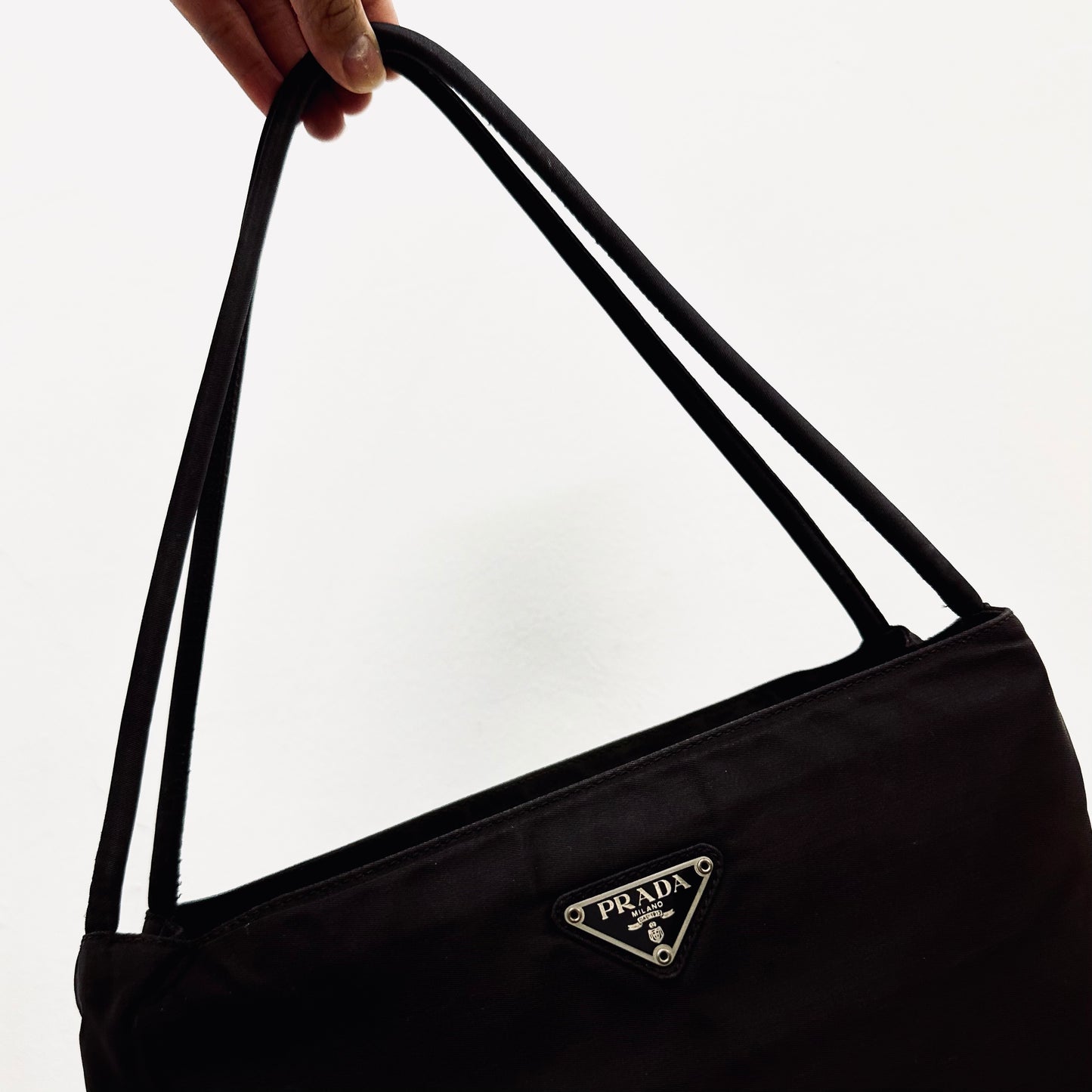 Prada Dark Brown Tessuto City Classic Logo Nylon Shopper Shoulder Tote Bag