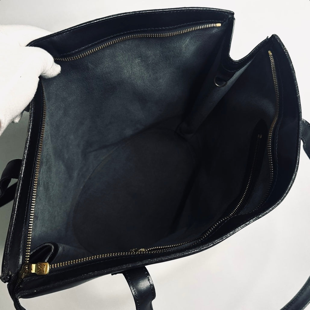 Louis Vuitton LV Black GHW Saint Jacques Epi Leather Monogram Logo Bucket Shopper Shoulder Tote Bag
