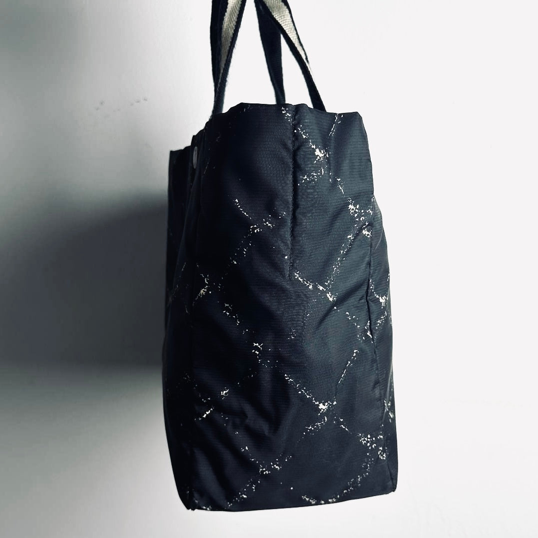 Chanel Black Travel Line Quilted Jacquard CC Monogram Logo Shoulder Shopper Tote Bag 6s