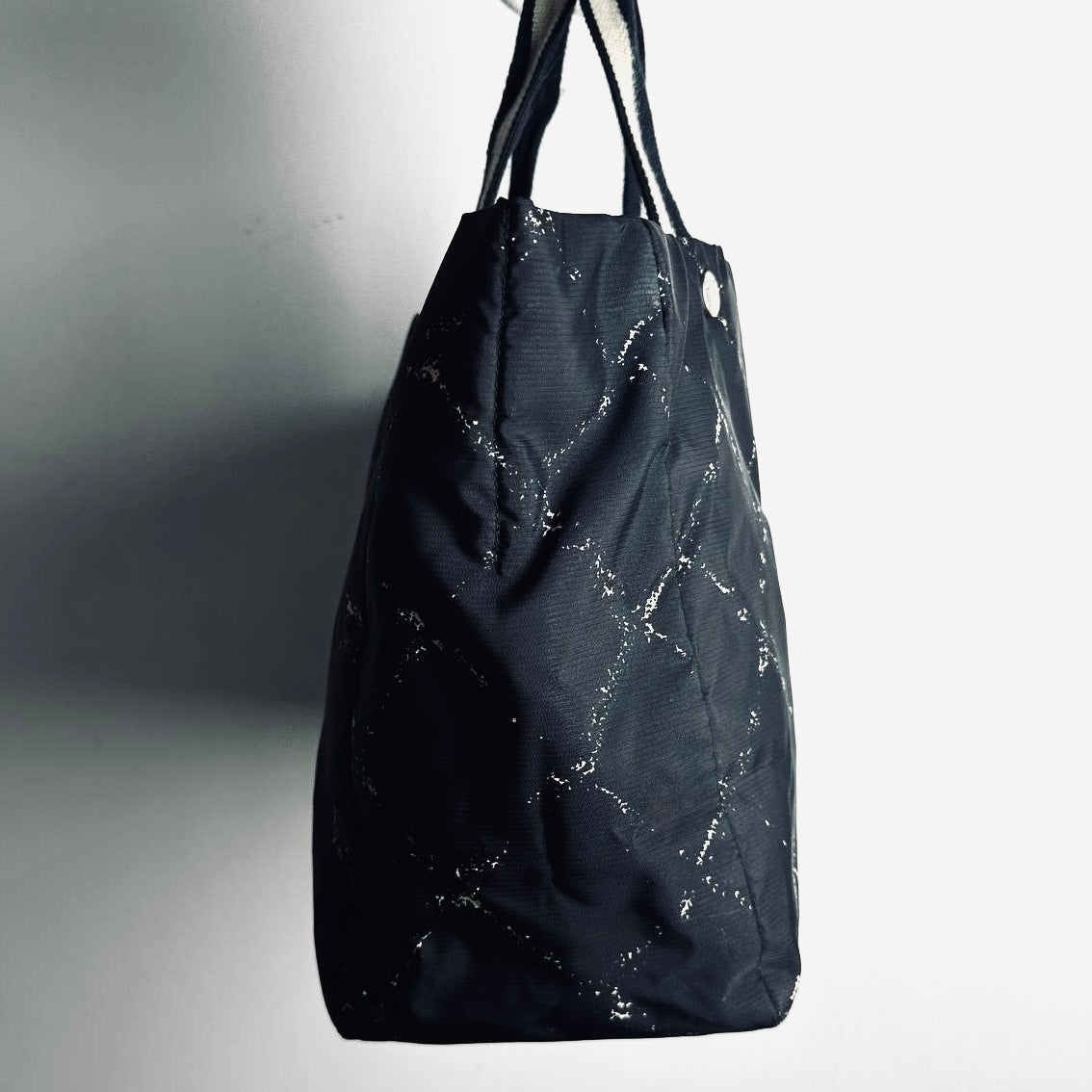 Chanel Black Travel Line Quilted Jacquard CC Monogram Logo Shoulder Shopper Tote Bag 6s
