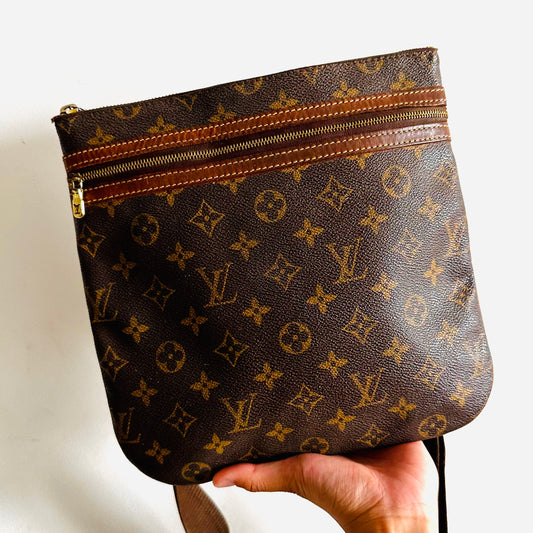 Louis Vuitton LV Bosphore Monogram Logo GHW Zip Messenger Shoulder Sling Bag