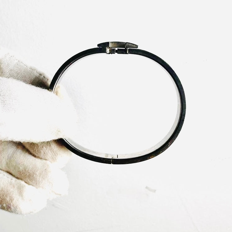 Hermes Orange Palladium Clic Clac PM H Logo Bracelet Bangle