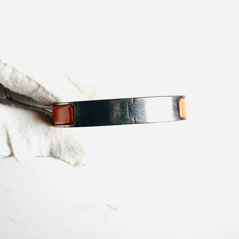 Hermes Orange Palladium Clic Clac PM H Logo Bracelet Bangle