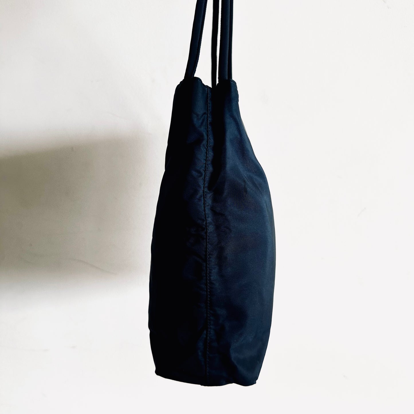 Prada Tessuto Navy Blue Classic Logo Nylon Shopper Shoulder Tote Bag