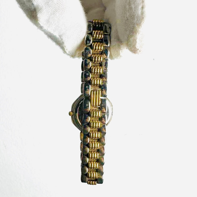 Christian Dior CD White Dial Monogram Logo Octagon Two Tone Gold & Stainless Steel Quartz 25MM Watch