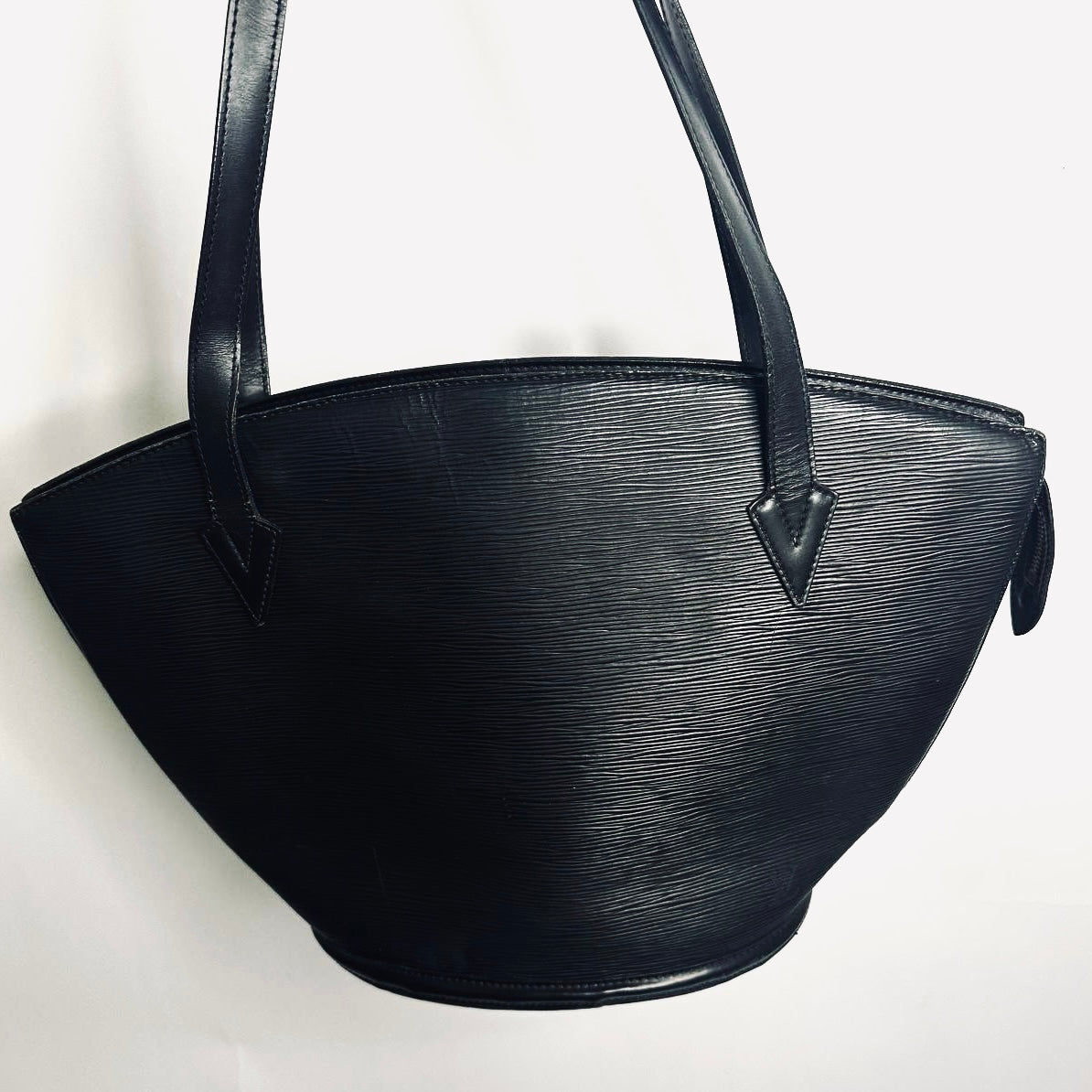 Louis Vuitton LV Black GHW Saint Jacques Epi Leather Monogram Logo Bucket Shopper Shoulder Tote Bag