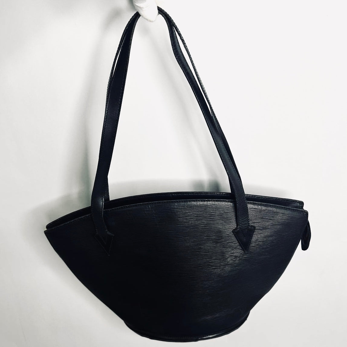 Louis Vuitton LV Black GHW Saint Jacques Epi Leather Monogram Logo Bucket Shopper Shoulder Tote Bag