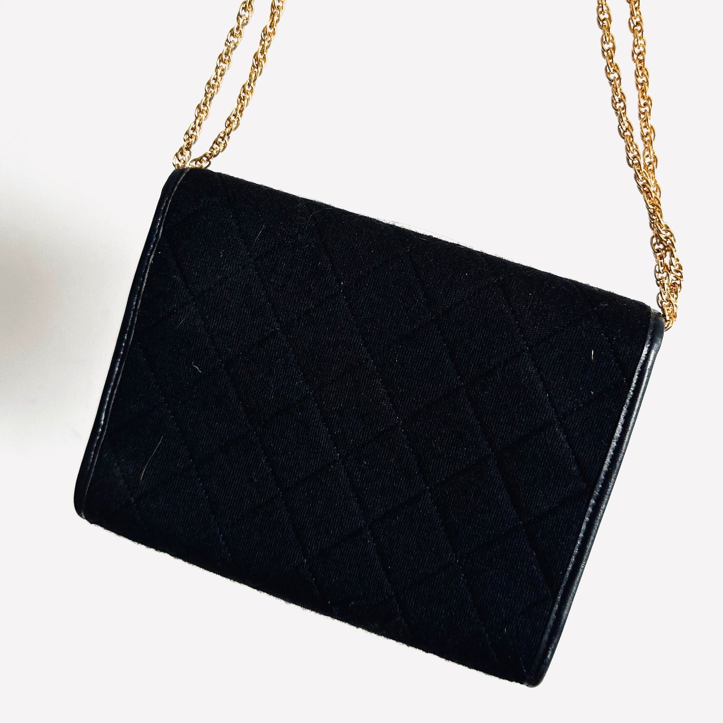 Chanel Black GHW Quilted Jersey CC Logo 2-Way Vintage Flap Mini Shoulder Sling Bag Pre Series