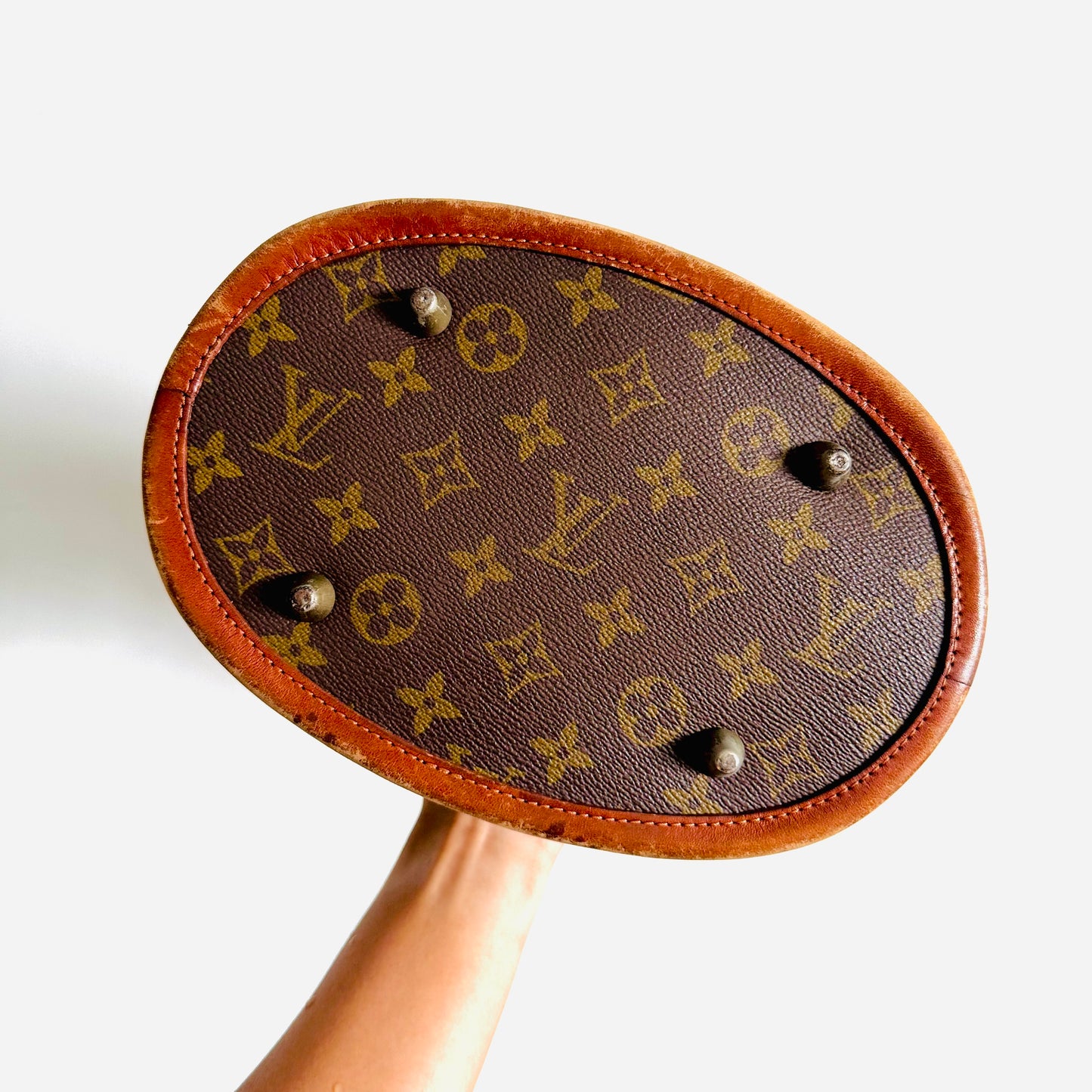 Louis Vuitton LV French Company Bucket PM Monogram Logo Vintage Shoulder Tote Bag With Pouch Purse