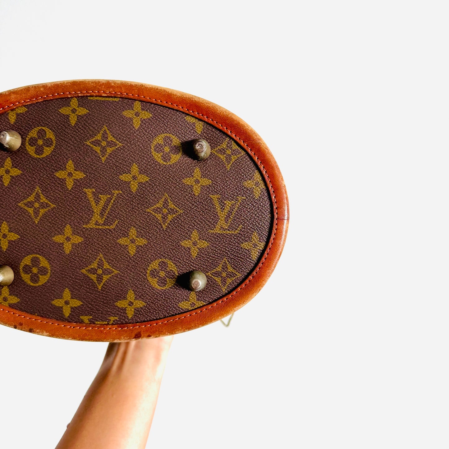 Louis Vuitton LV French Company Bucket PM Monogram Logo Vintage Shoulder Tote Bag With Pouch Purse