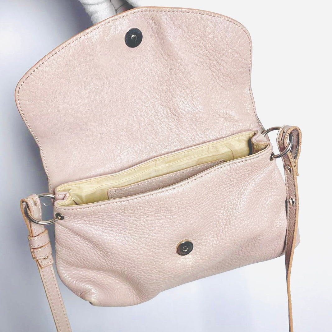 Chloe Lily Bliss Pink Bow Monogram Logo Pebbled Leather Top Handle Flap Shoulder Sling Bag