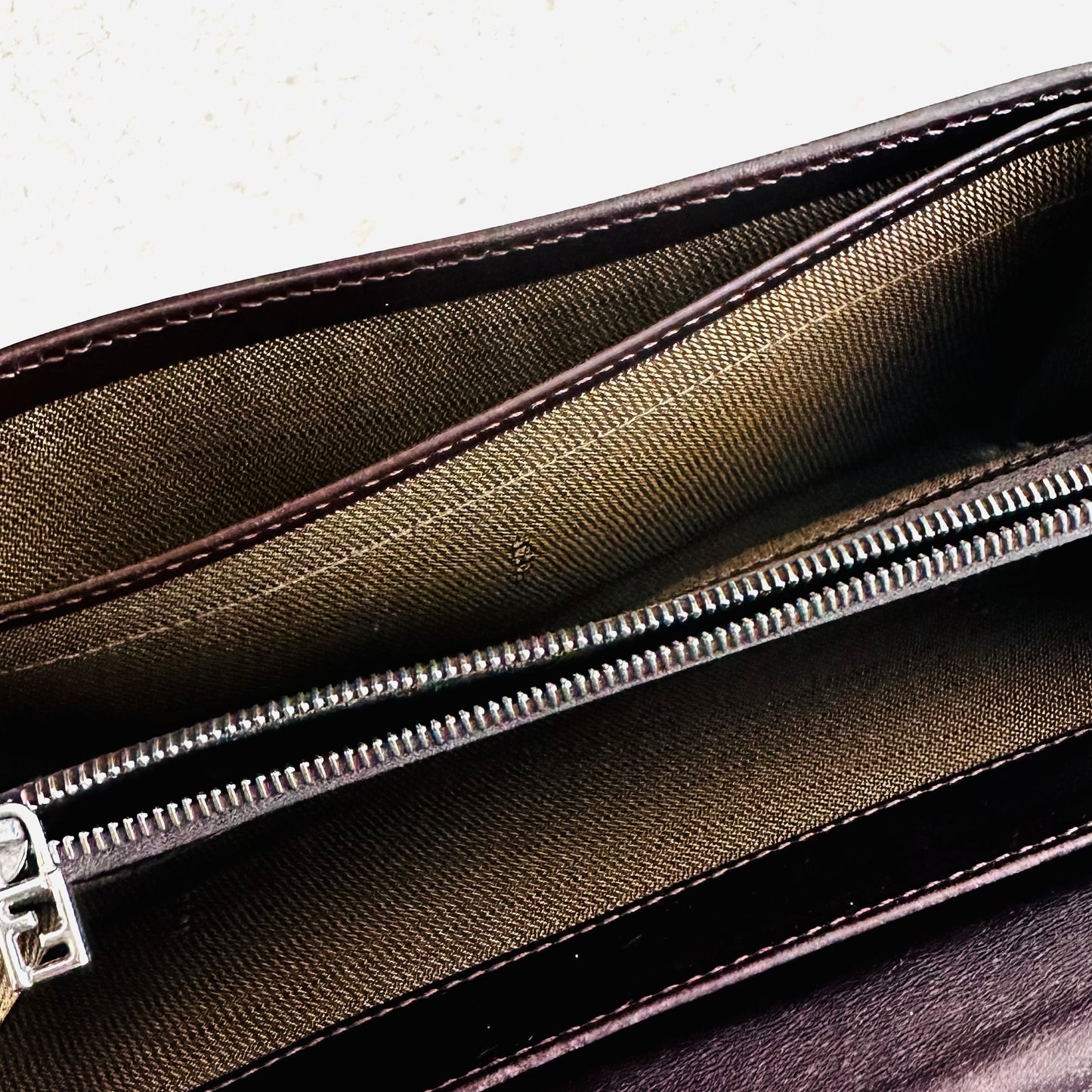 Fendi Dark Brown FF Zucca Zucchino Continental Monogram Logo Flap Long Wallet