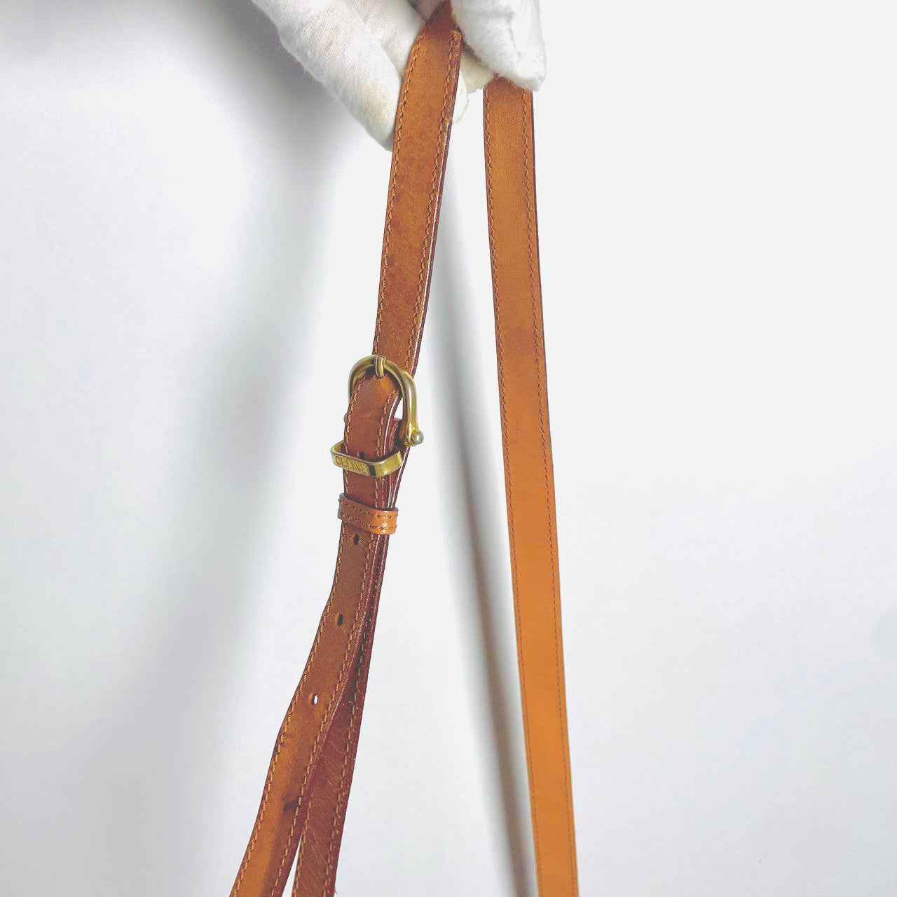 Celine Beige Triomphe Macadam Monogram GHW Logo Full Flap Shoulder Sling Bag