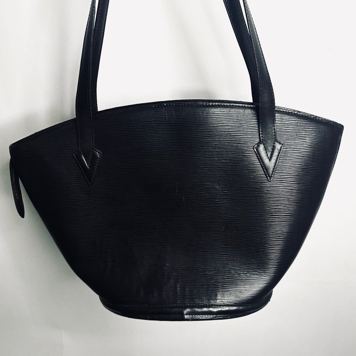 Louis Vuitton LV Black GHW Saint Jacques Epi Leather Monogram Logo Bucket Shopper Shoulder Tote Bag