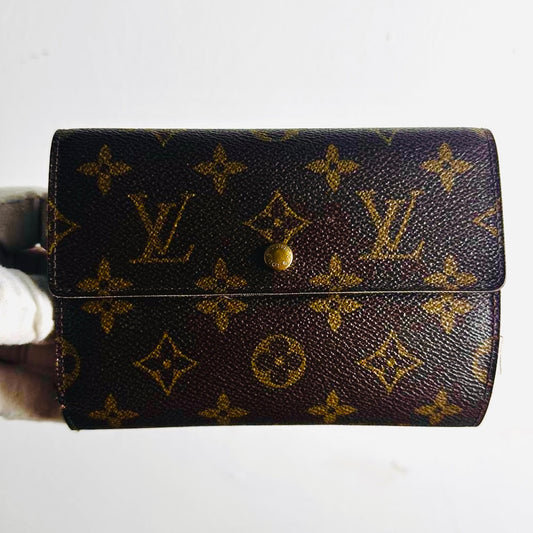 Louis Vuitton LV Monogram Logo GHW Porte Monnaie Flap Trifold Wallet