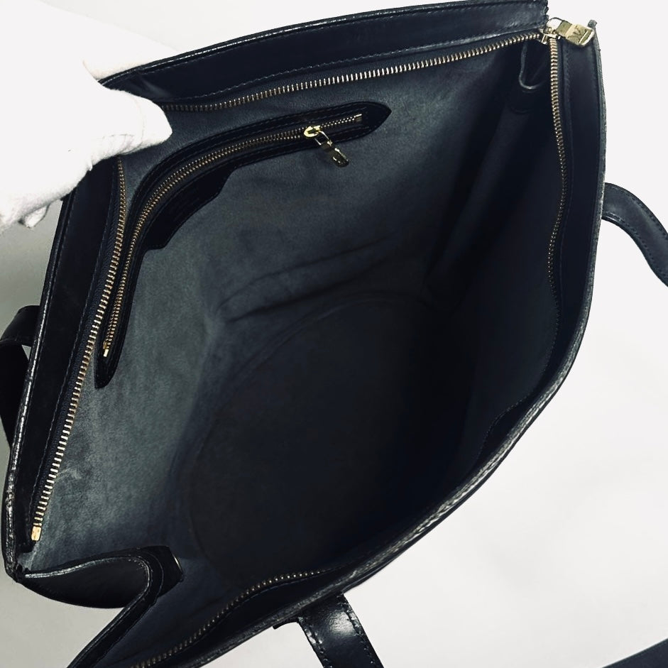 Louis Vuitton LV Black GHW Saint Jacques Epi Leather Monogram Logo Bucket Shopper Shoulder Tote Bag