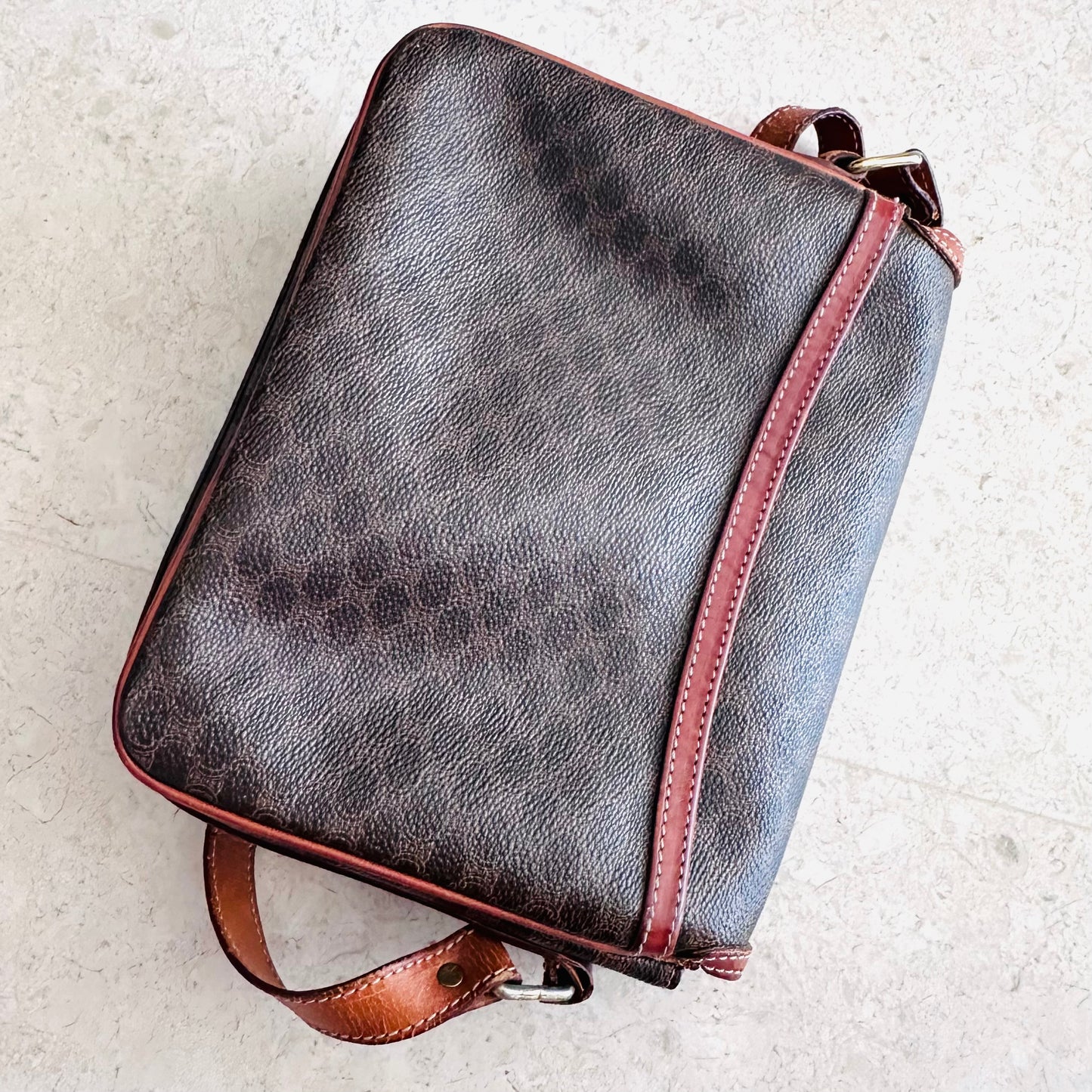 Celine Triomphe Macadam Monogram Logo GHW Vintage Flap Shoulder Sling Bag