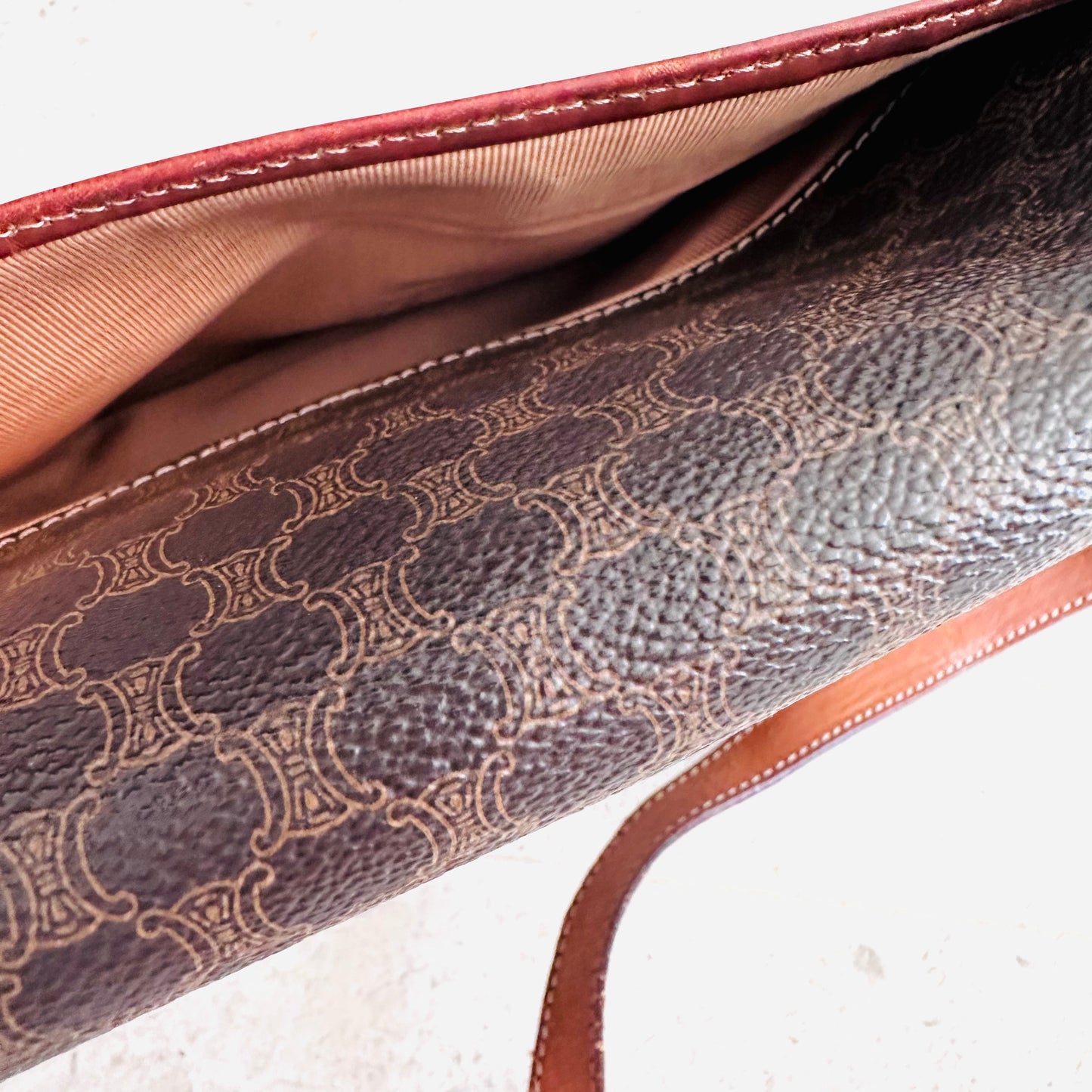 Celine Triomphe Macadam Monogram Logo GHW Vintage Flap Shoulder Sling Bag