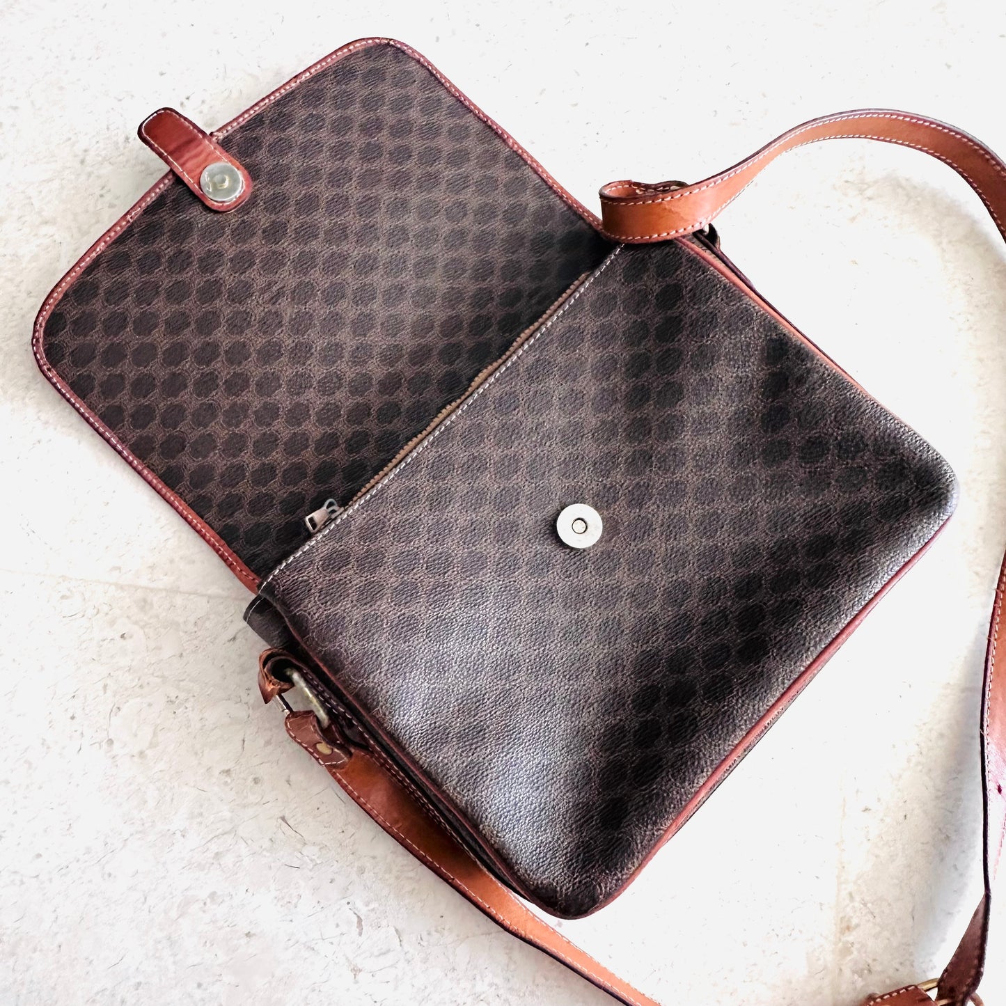 Celine Triomphe Macadam Monogram Logo GHW Vintage Flap Shoulder Sling Bag