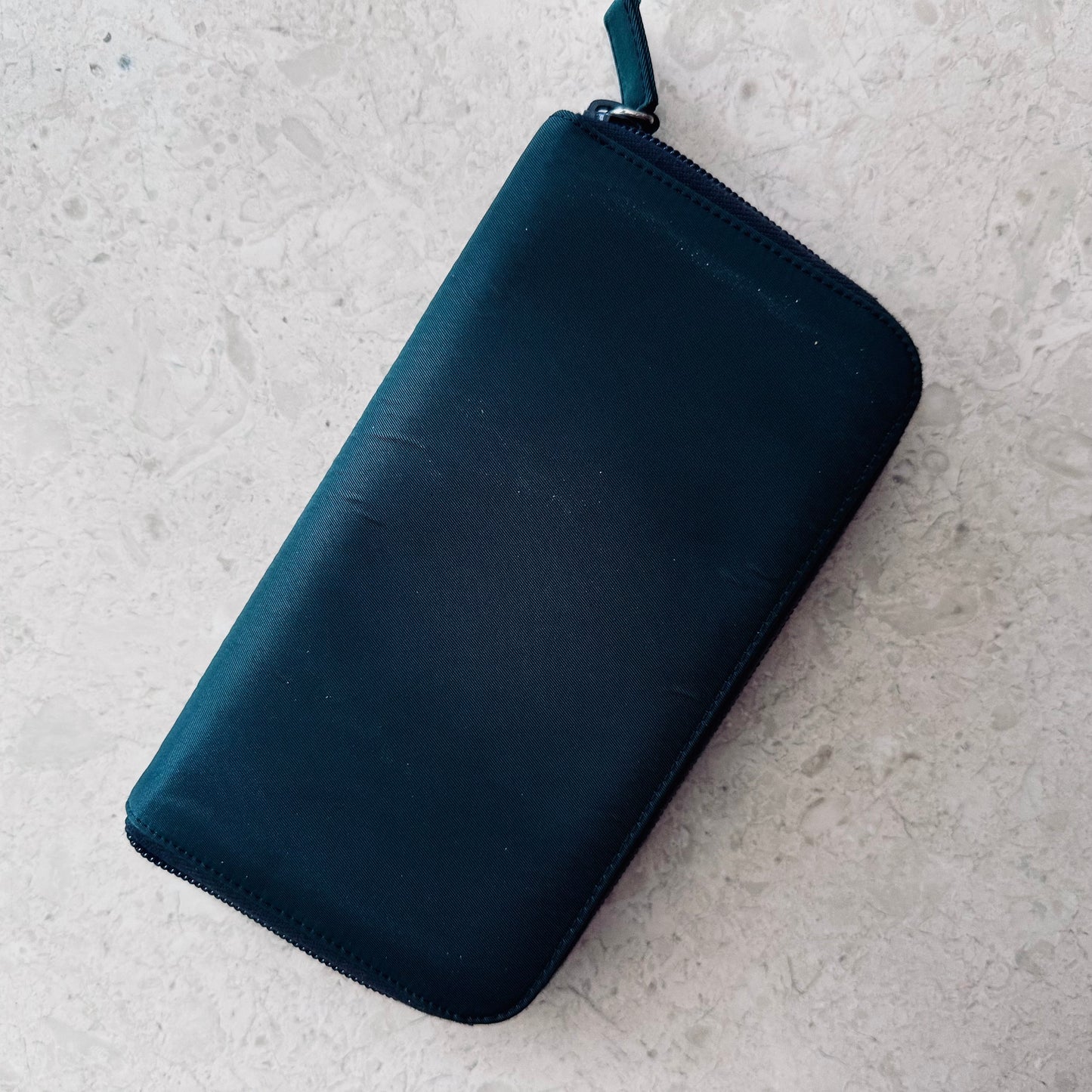 Prada Dark Green Tessuto Nylon Long Zippy Zip Around Wallet