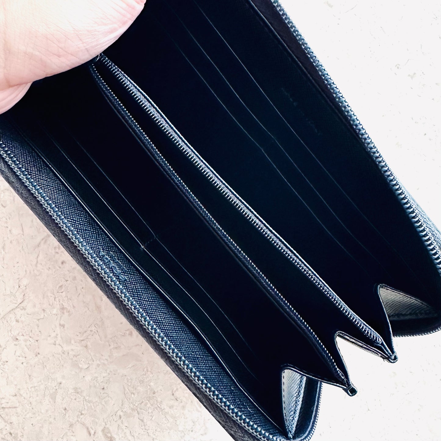 Prada Dark Green Tessuto Nylon Long Zippy Zip Around Wallet