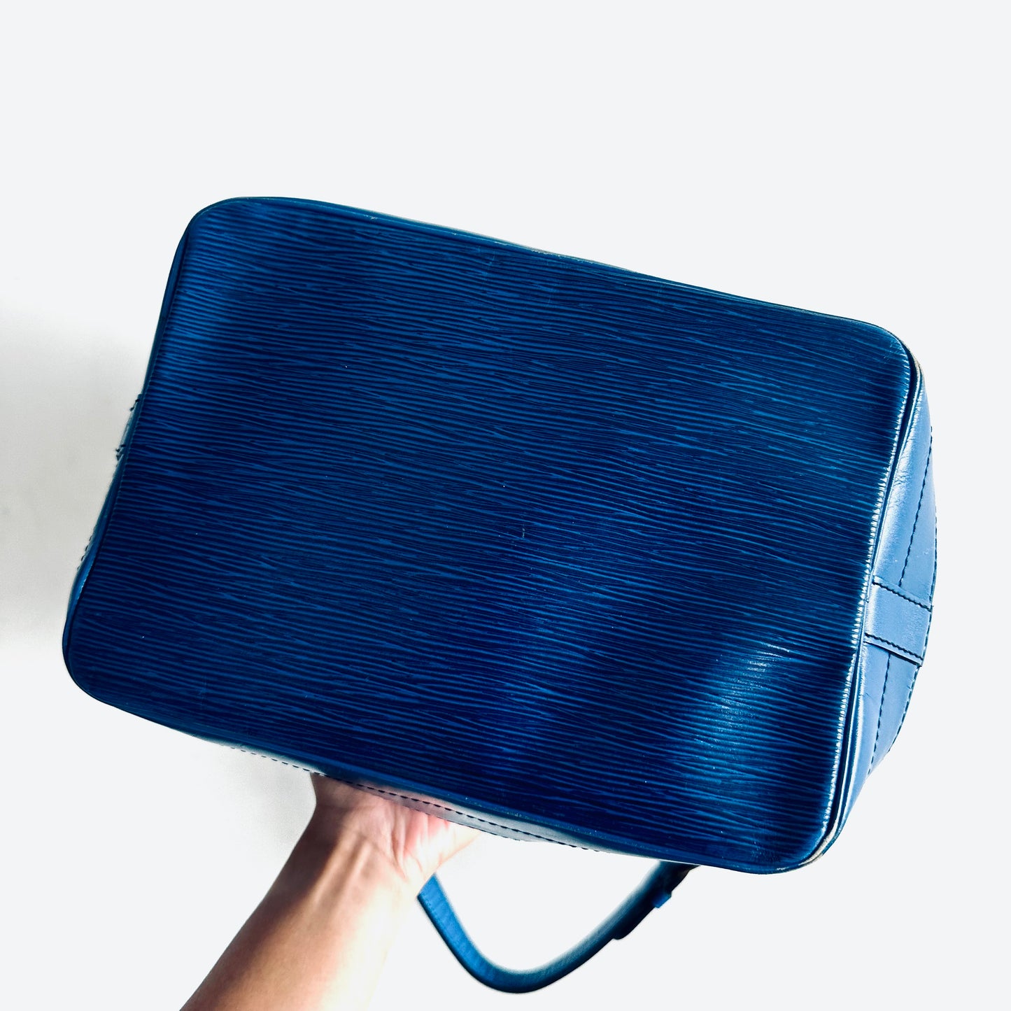 Louis Vuitton LV Blue Petit Noe Monogram Logo GHW Bucket Shoulder Sling Bag