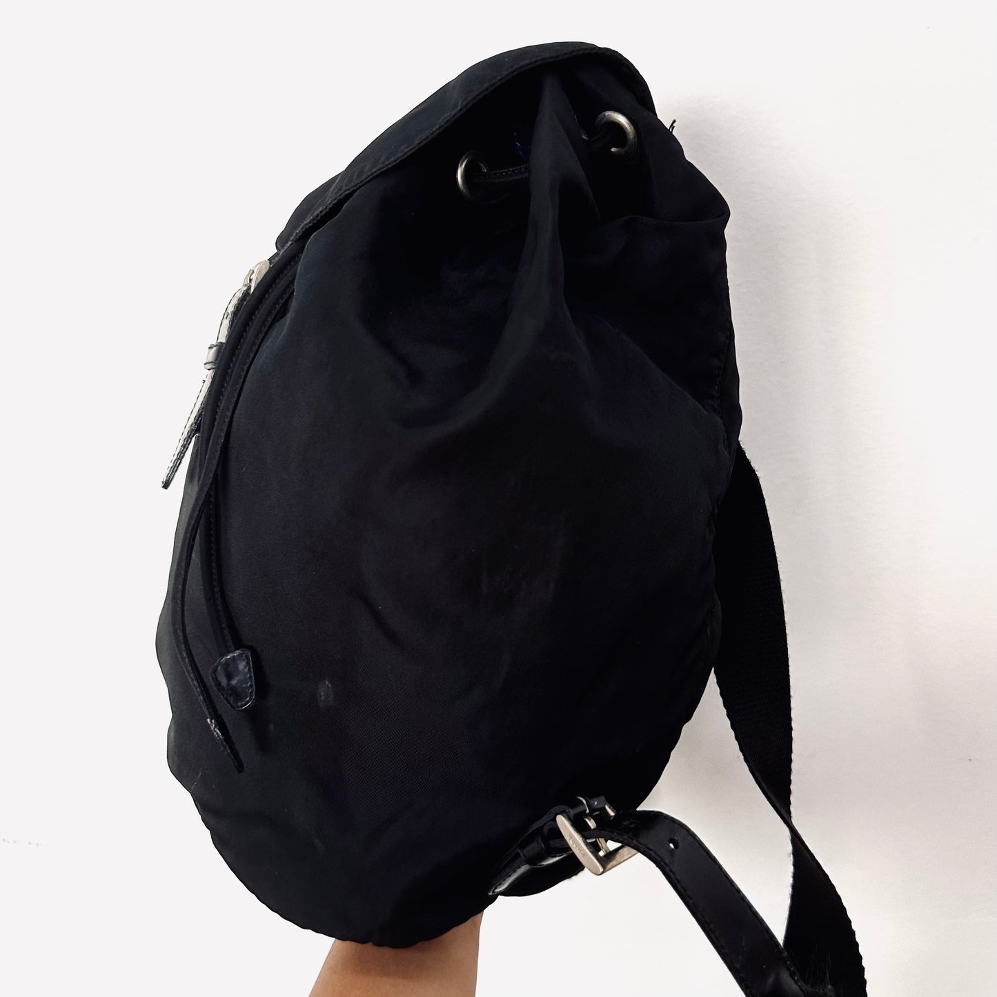 Prada Black Monogram Logo Tessuto Classic Nylon & Leather Backpack Bag