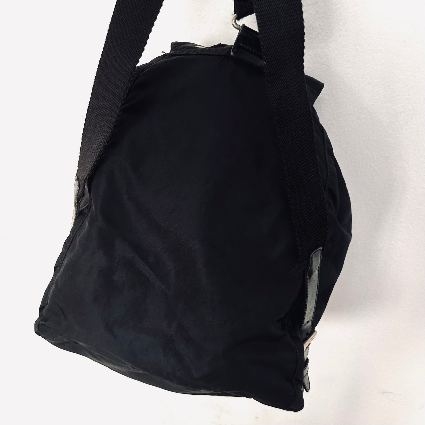 Prada Black Monogram Logo Tessuto Classic Nylon & Leather Backpack Bag