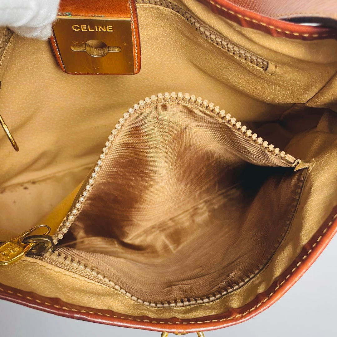Celine Triomphe Macadam Monogram Logo GHW Vintage Hobo Flap Shoulder Bag