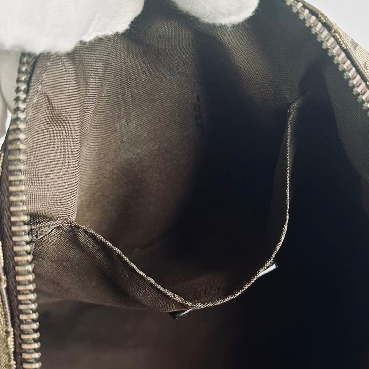 Fendi Brown FF Zucca Zucchino Monogram Logo Pochette Baguette Hobo Shoulder Bag