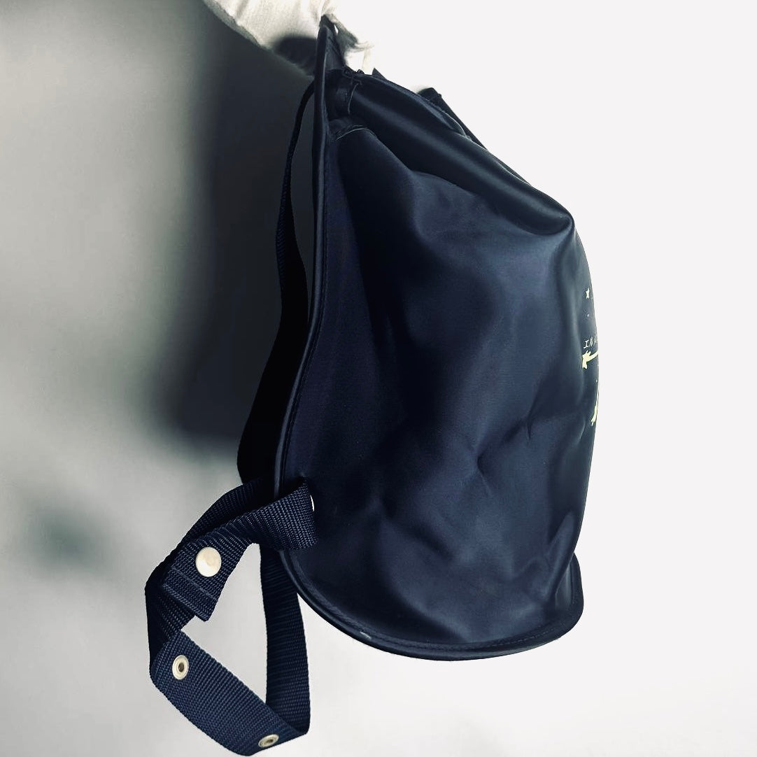 Hermes Navy Blue Voyage Sherpa Limited Edition Monogram Logo Drawstring Backpack Bag