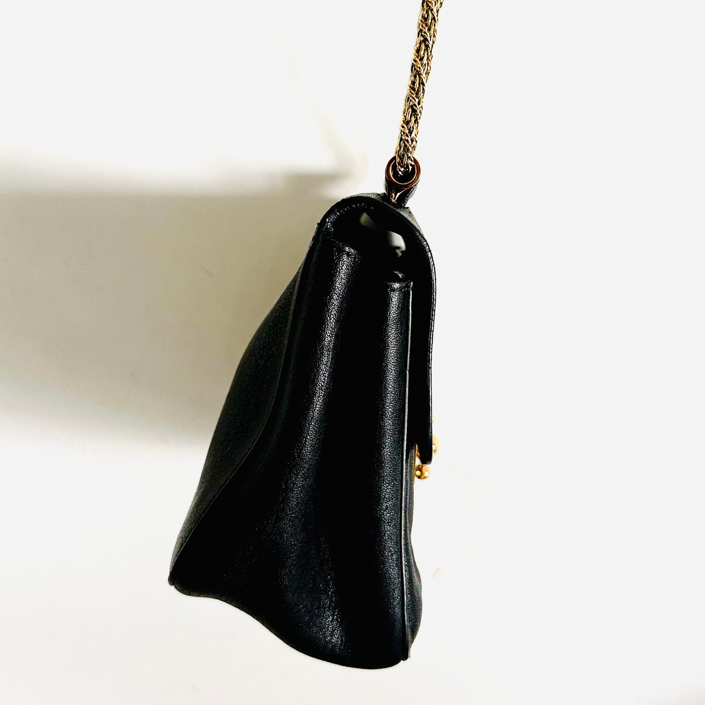 Chloe Elsie Black GHW 2-Way Leather Chain Flap Shoulder Sling Bag