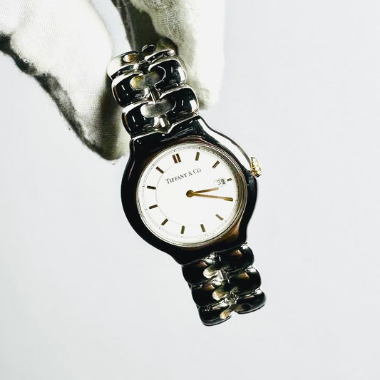 Tiffany & Co T&C Tesero White Round Dial Stainless Steel 34MM Quartz Watch