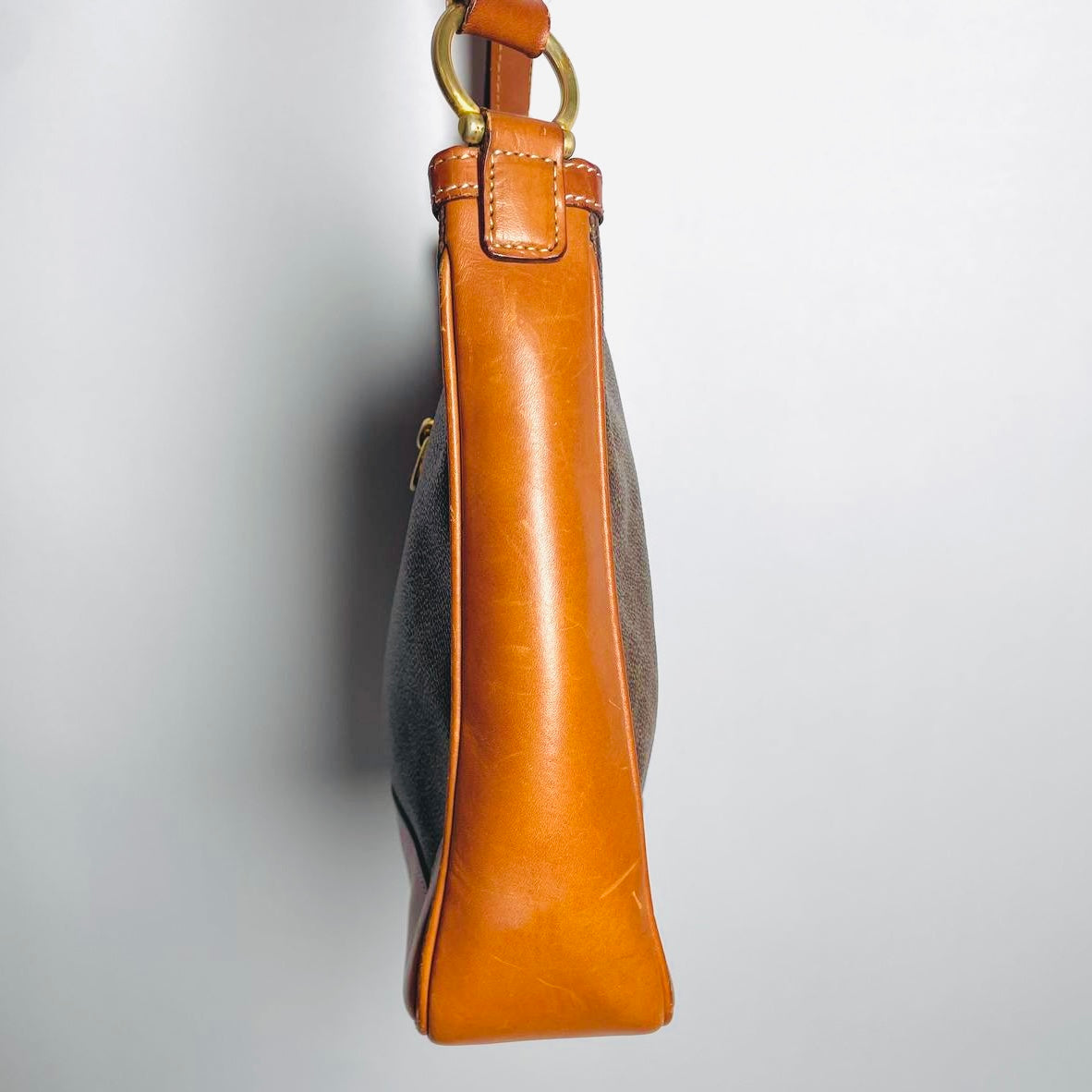 Celine Triomphe Macadam Monogram Logo GHW Vintage Hobo Flap Shoulder Bag