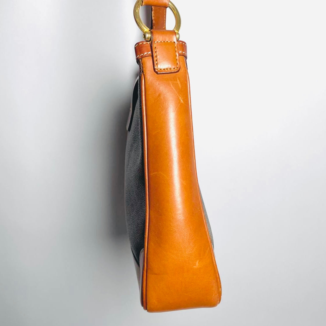 Celine Triomphe Macadam Monogram Logo GHW Vintage Hobo Flap Shoulder Bag