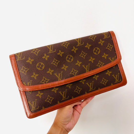 Louis Vuitton LV Pochette Dame Monogram Logo GHW Flap Clutch Pouch Case