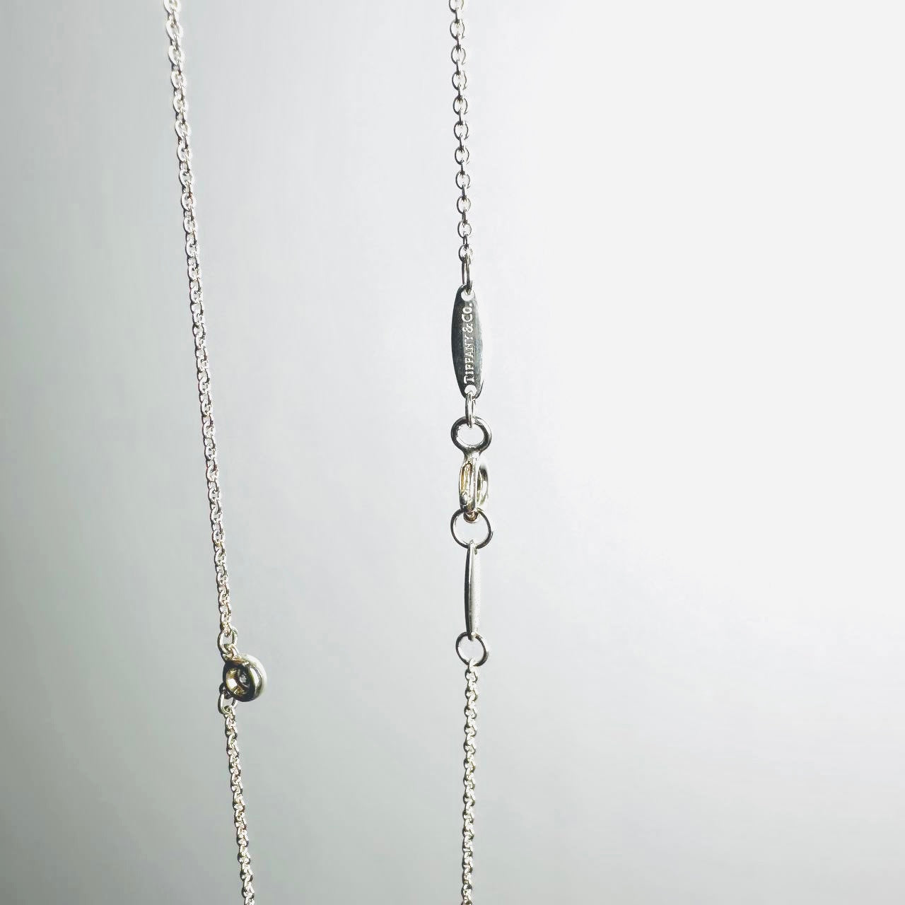 Tiffany & Co T&C By The Yard Elsa Peretti Diamond Pendant 925 Sterling Silver Necklace