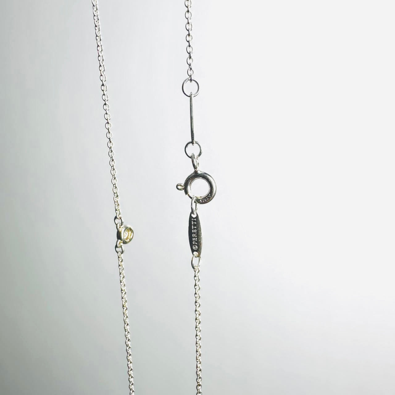 Tiffany & Co T&C By The Yard Elsa Peretti Diamond Pendant 925 Sterling Silver Necklace