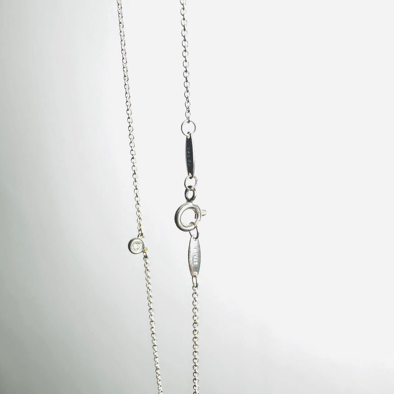 Tiffany & Co T&C By The Yard Elsa Peretti Diamond Pendant 925 Sterling Silver Necklace