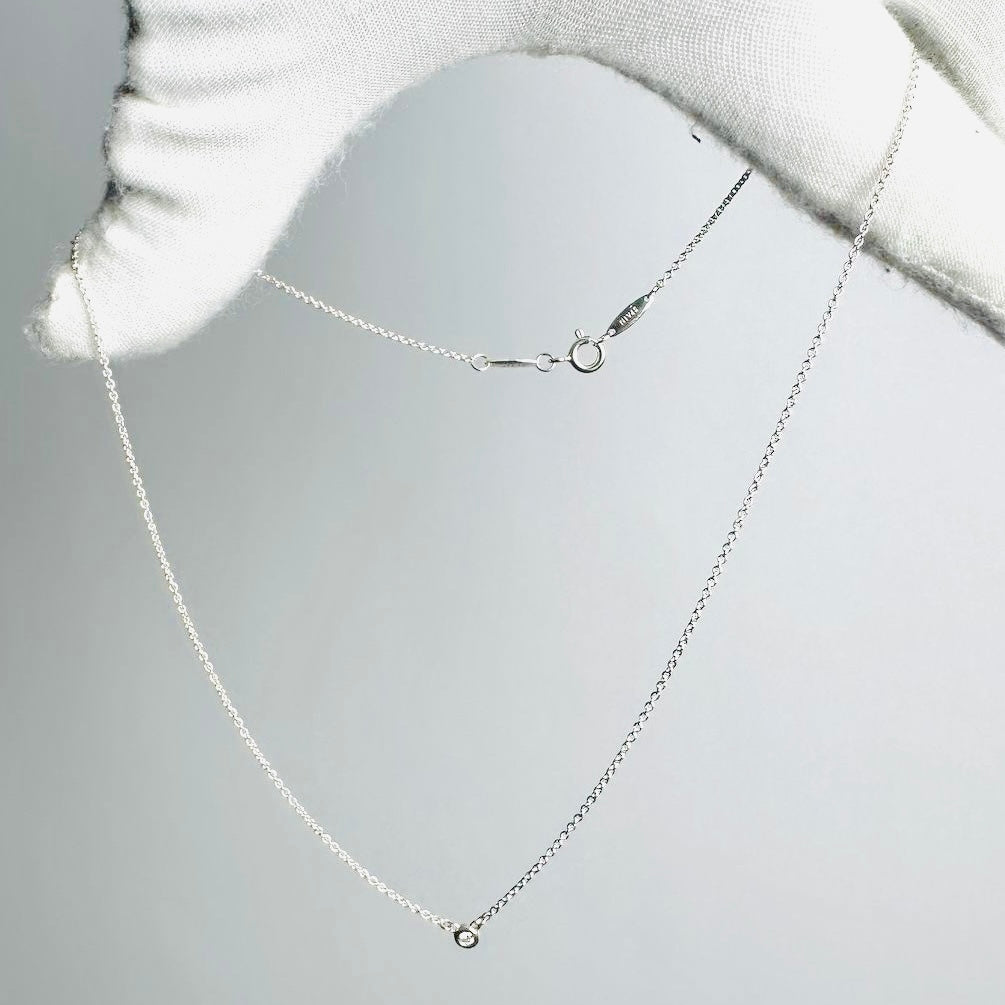 Tiffany & Co T&C By The Yard Elsa Peretti Diamond Pendant 925 Sterling Silver Necklace