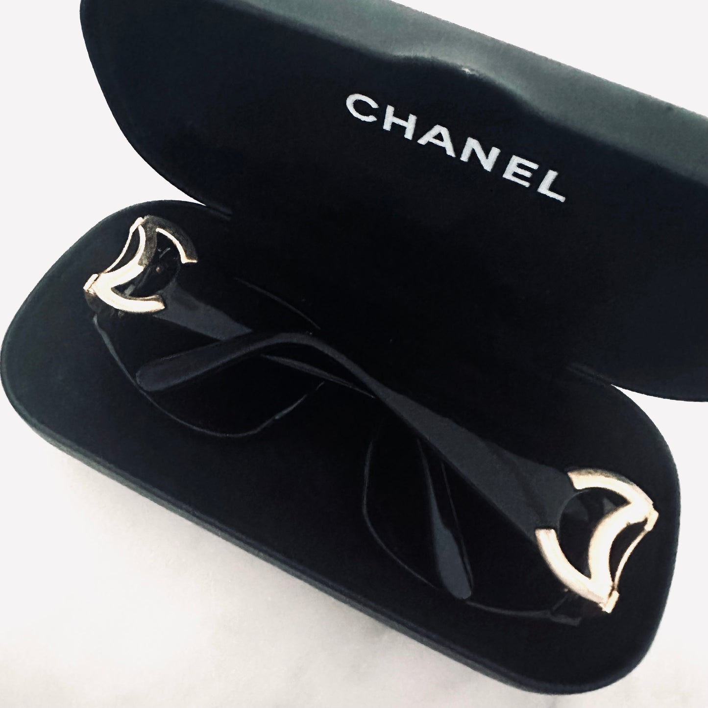 Chanel Black GHW Giant CC Logo Aviator Sunglasses