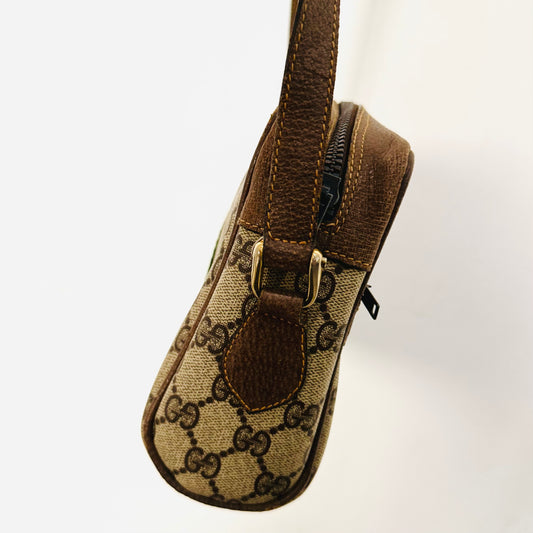 Gucci Beige GHW Ophidia GG Monogram Logo Web Striped Camera Shoulder Sling Bag